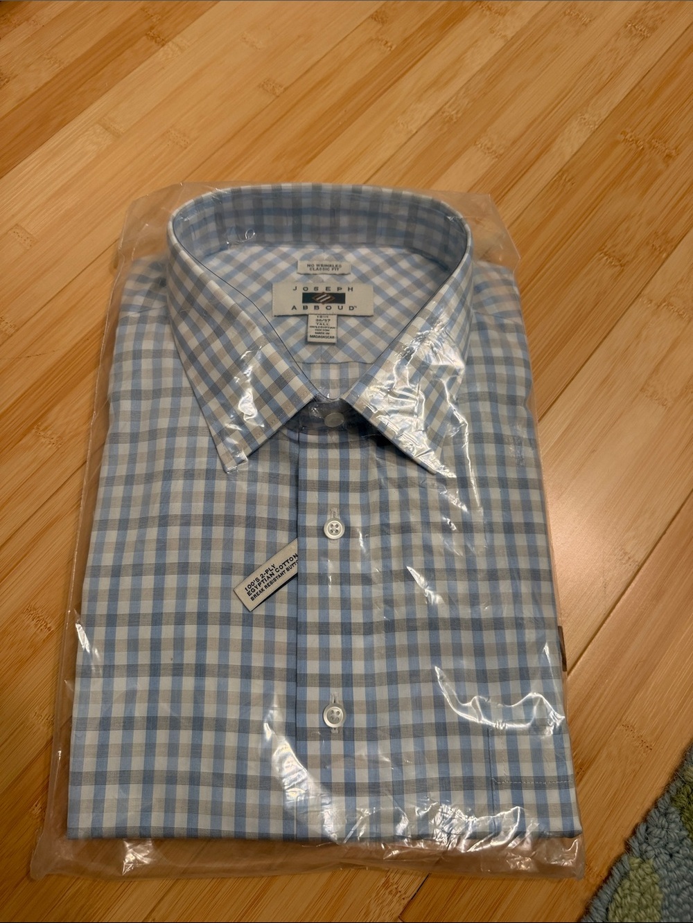 Joseph Abboud Light Blue and White Check Dress Shirt